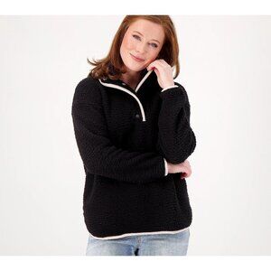 Cuddl Duds Cloud Fleece Hoodie Pullover Size XS Long Sleeve Black Soft Lounge